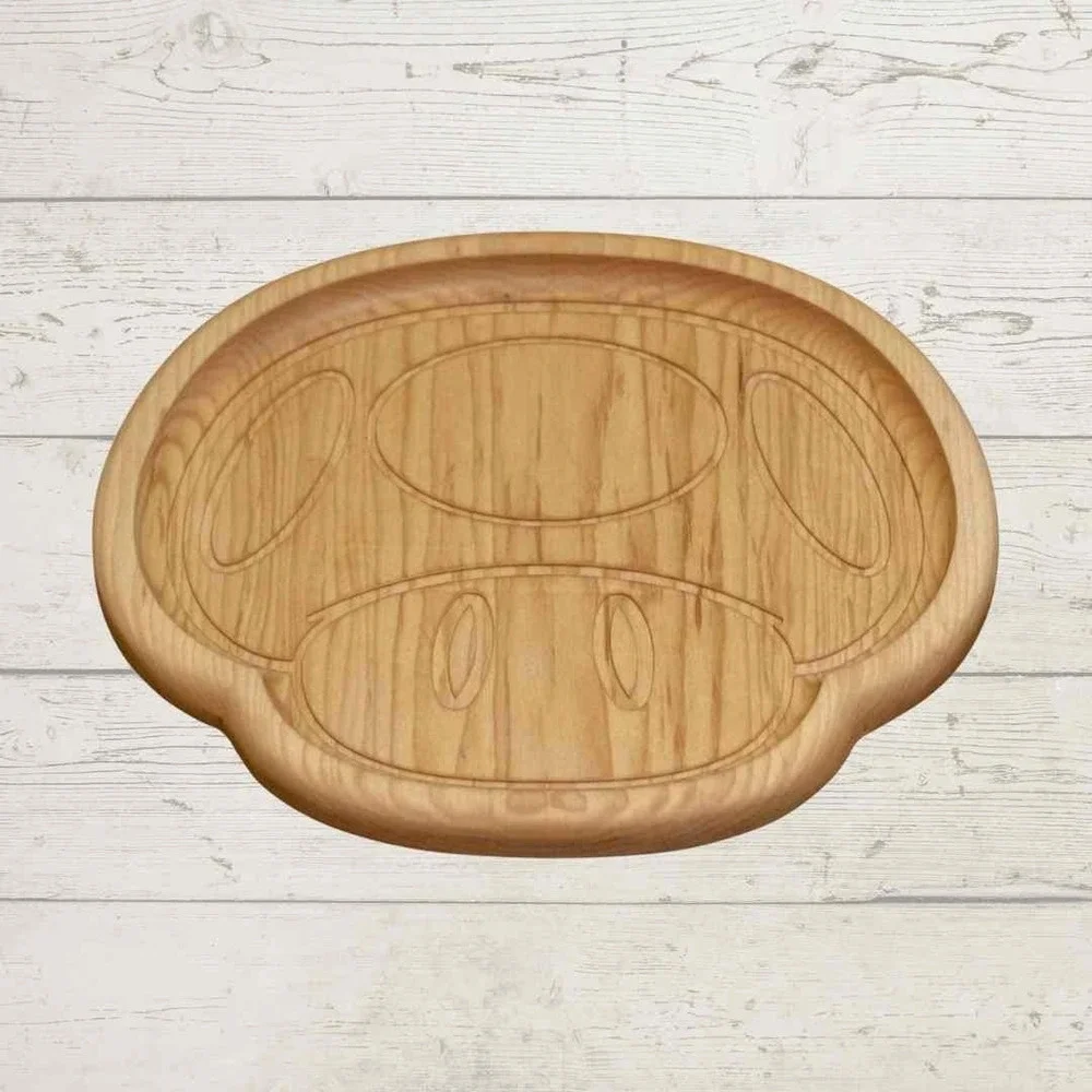 Wood Mushroom Tray Mario Inspired Toad Power Up Catchall Plate Nerd Gift